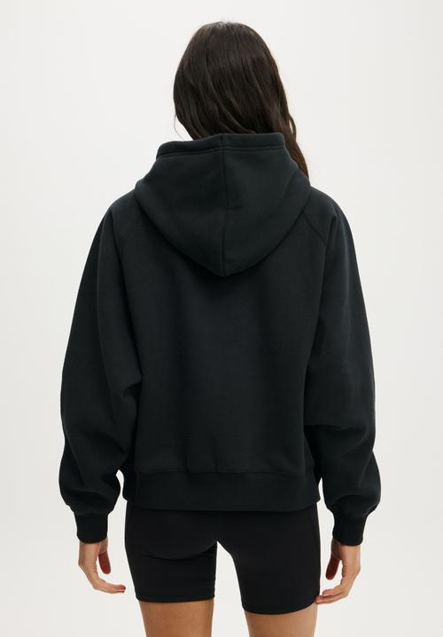 Cotton On - Plush Premium Raglan Slve Hoodie - Black