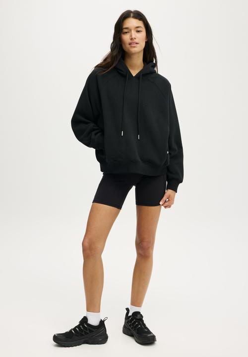 Cotton On - Plush Premium Raglan Slve Hoodie - Black