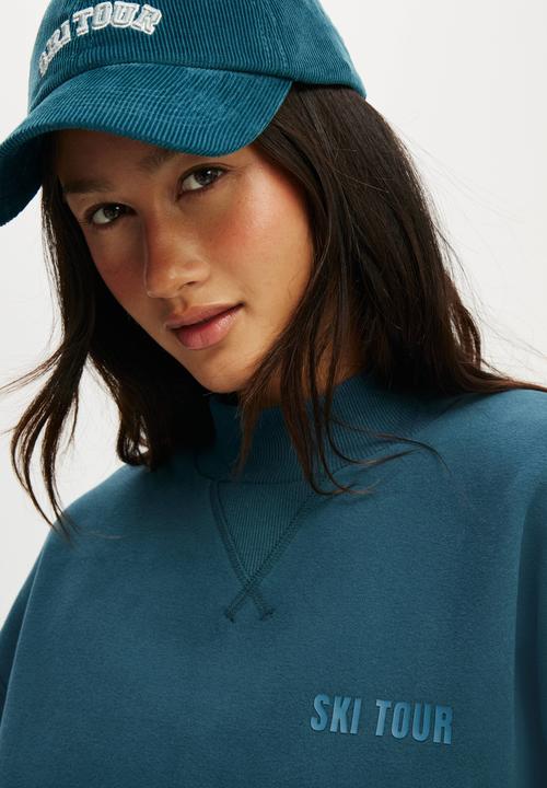 Cotton On - Plush Mock Neck Sweatshirt - Tidal Teal