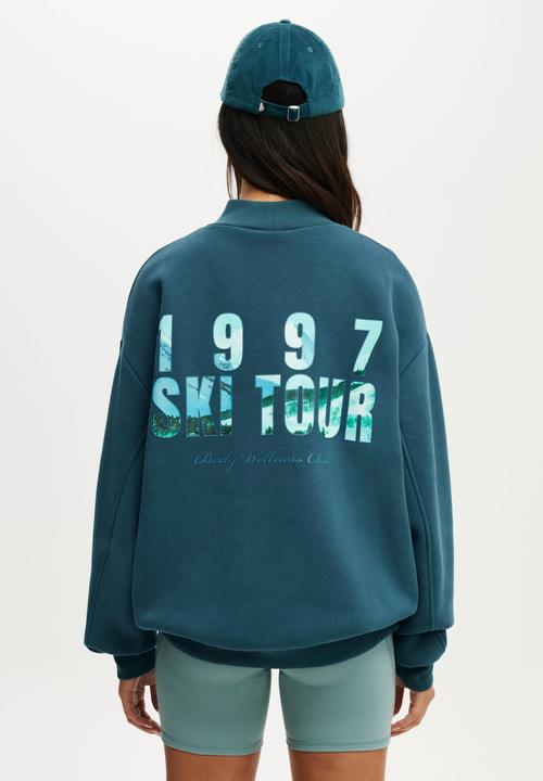 Cotton On - Plush Mock Neck Sweatshirt - Tidal Teal