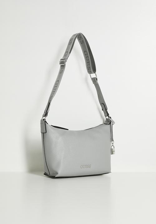 バッグ GREY LEATHER PIPING SHOULDER BAG 522B Maleena top zip bag - dove grey