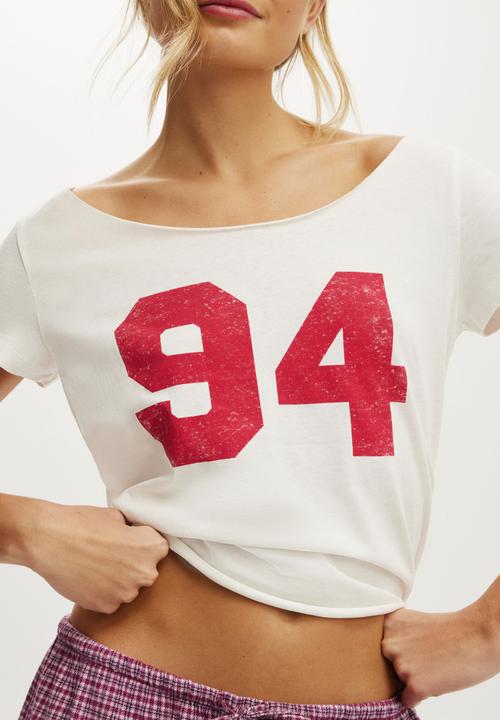 Cotton On - Off the shoulder tee - coconut milk/ spicy red 94