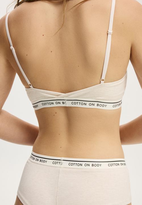 Cotton On - Branded Cotton Scoop Bralette - Butterscotch Marle