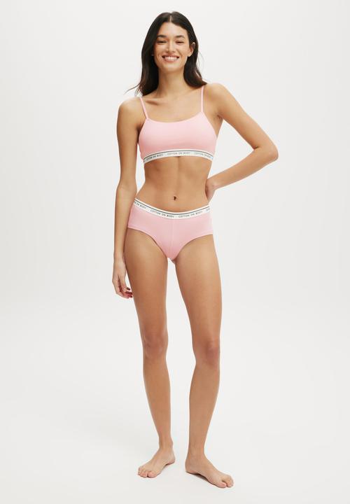 Cotton On - Branded Cotton Scoop Bralette - Blushing Bride
