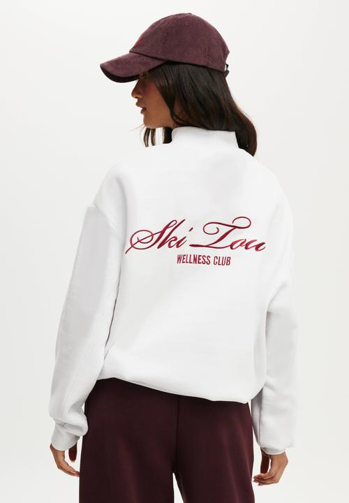 Cotton On - Plush Mock Neck Sweatshirt - White