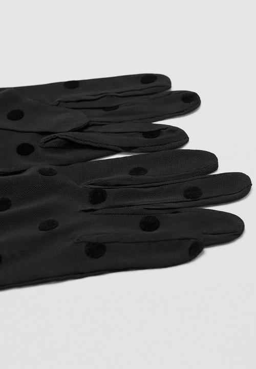 MANGO - Dots gloves - black