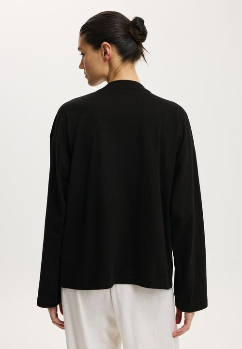 Cotton On - Oversized boxy long sleeve tee - black
