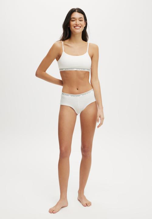 Cotton On - Branded Cotton Cheeky Boyshort - White