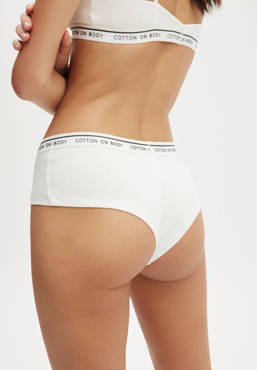 Cotton On - Branded Cotton Cheeky Boyshort - White
