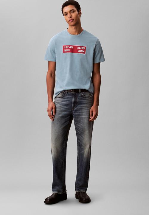Calvin Klein - Short sleeve 30S Eu Ckny Box Graphic Tee - Smoke Blue