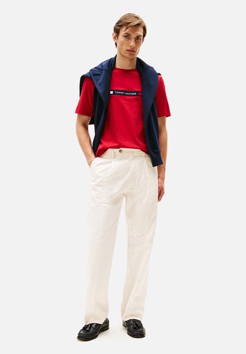 Tommy Hilfiger - Hilfiger Chest Insert Tee - Medium Red