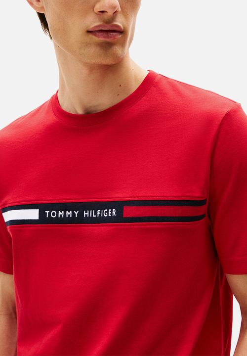 Tommy Hilfiger - Hilfiger Chest Insert Tee - Medium Red