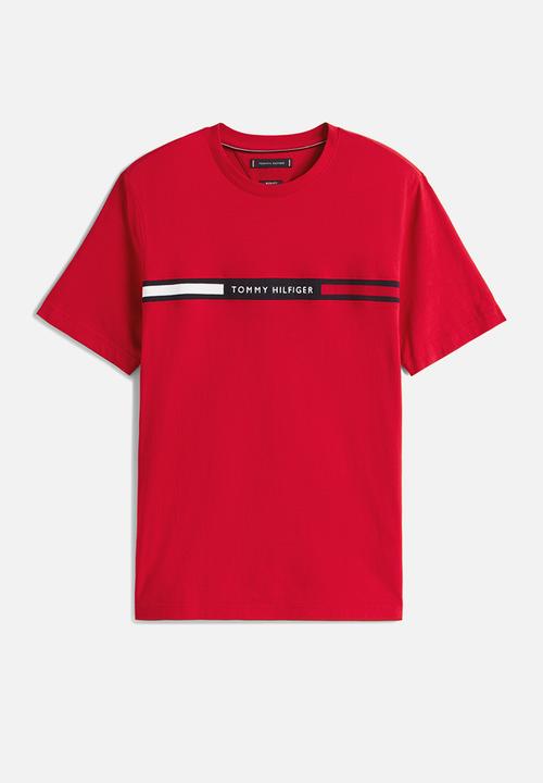 Tommy Hilfiger - Hilfiger Chest Insert Tee - Medium Red