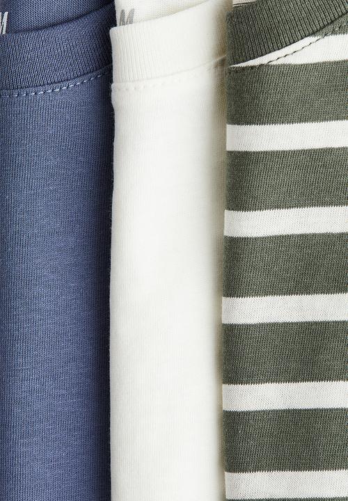 H&M - 3-Pack t-shirts - dark blue & white striped
