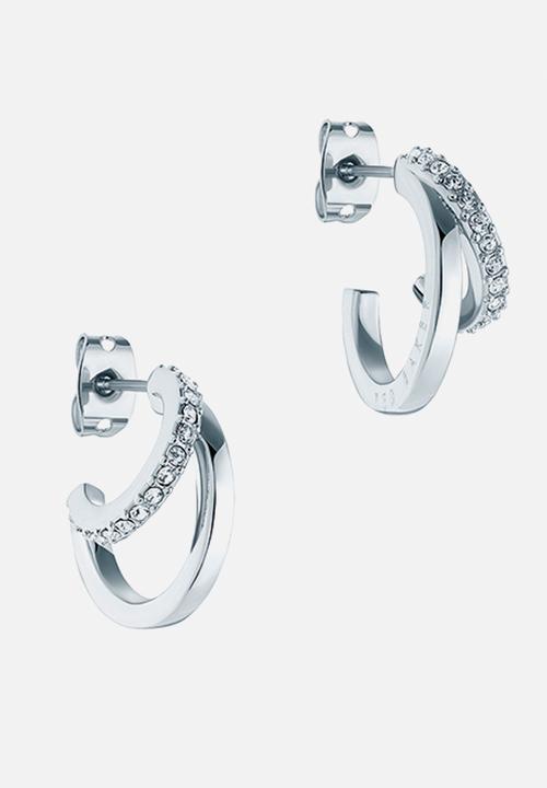 Ted Baker - Helias crystal double hoop earrings - silver
