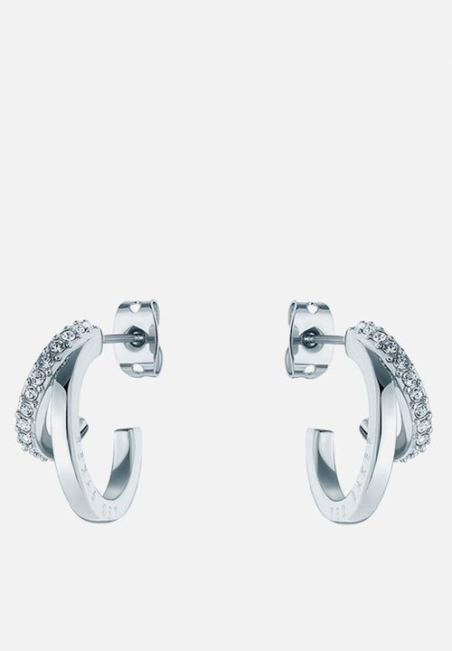Ted Baker - Helias crystal double hoop earrings - silver