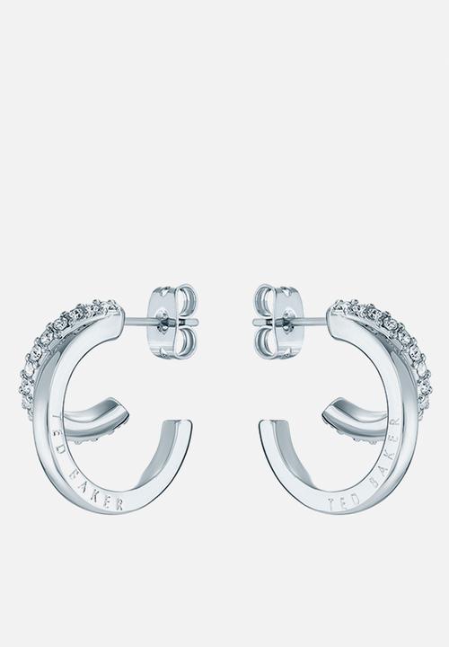 Ted Baker - Helias crystal double hoop earrings - silver