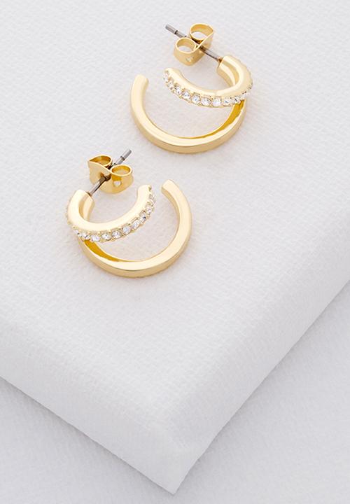 Ted Baker - Helias crystal double hoop earrings-gold