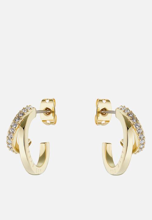Ted Baker - Helias crystal double hoop earrings-gold