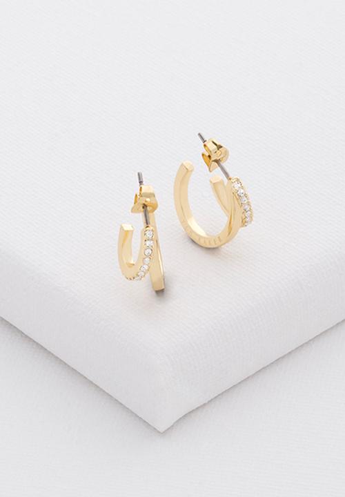 Ted Baker - Helias crystal double hoop earrings-gold