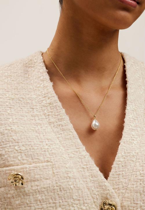 Ted Baker - Parmlia pearl drop pendant necklace-gold