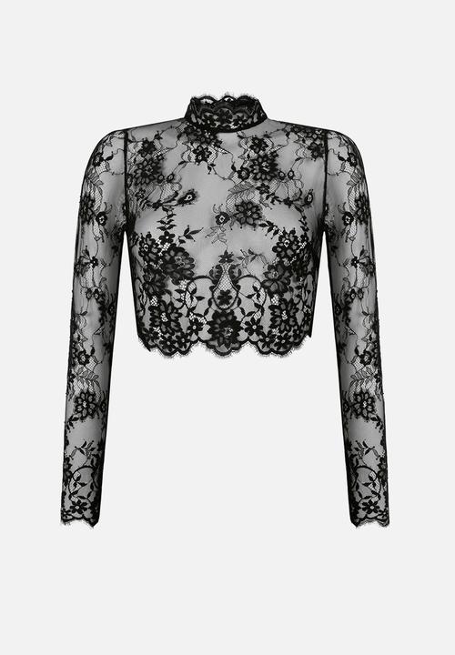 Hunkemoller - Top long sleeve lace mya - black
