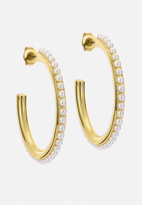 Ted Baker - Peraa  medium pearl hoop earrings-gold