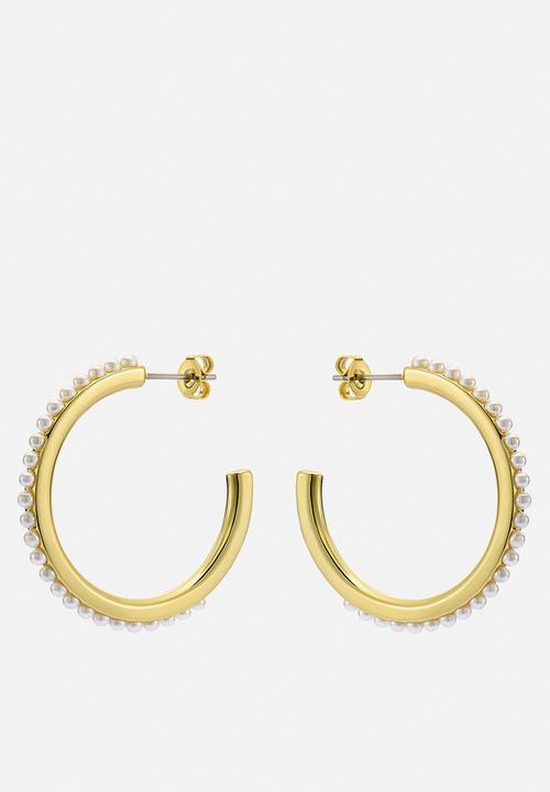 Ted Baker - Peraa  medium pearl hoop earrings-gold