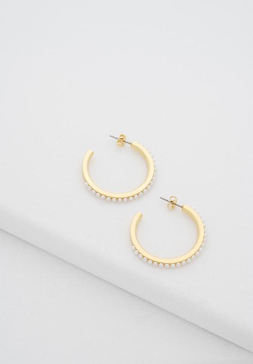 Ted Baker - Peraa  medium pearl hoop earrings-gold