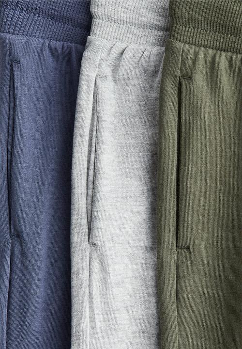 H&M - 3-Pack joggers - blue/grey marl/khaki green