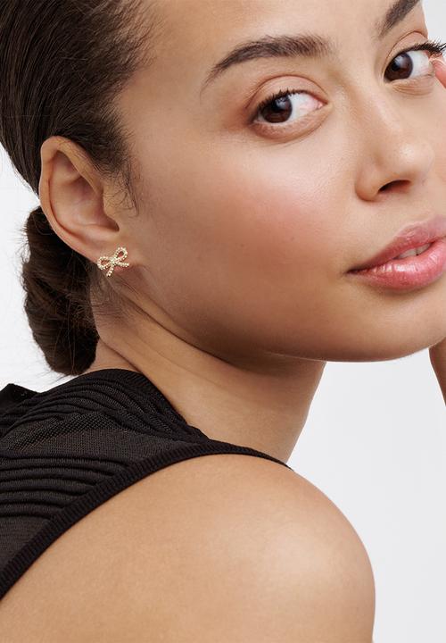 Ted Baker - Ribecca crystal ribbon bow stud earrings - gold