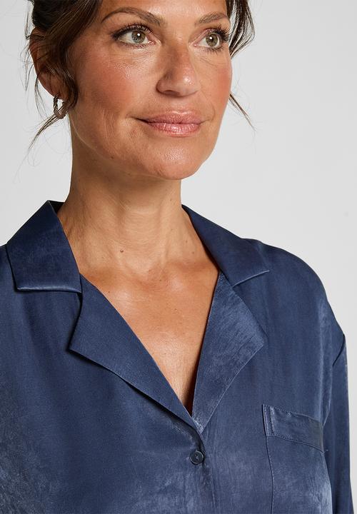 Hunkemoller - Jacket ls satin ayla - blue