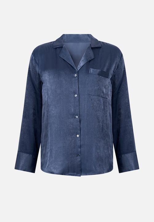 Hunkemoller - Jacket ls satin ayla - blue