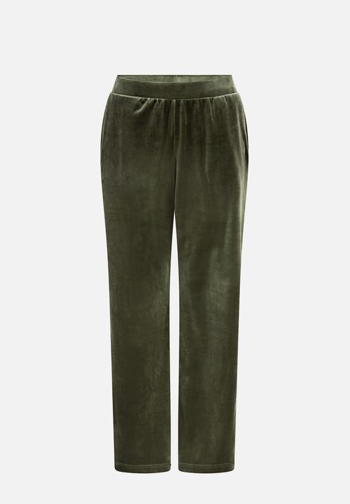 Hunkemoller - Pant straight leg velours - green