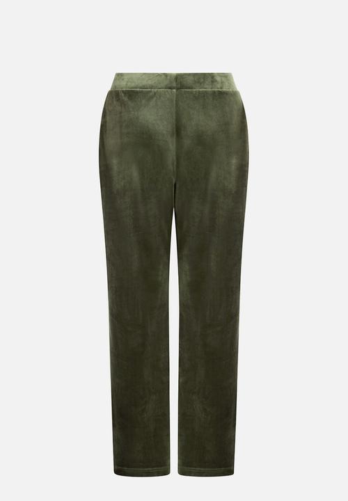 Hunkemoller - Pant straight leg velours - green