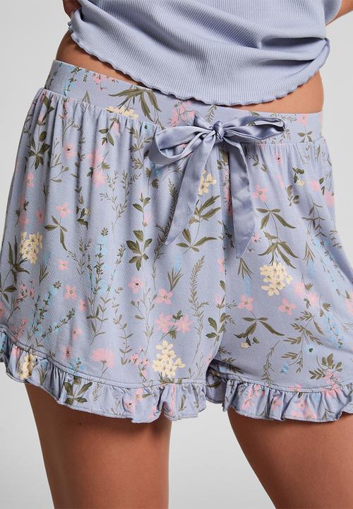 Hunkemoller - Short jersey ruffle print - purple