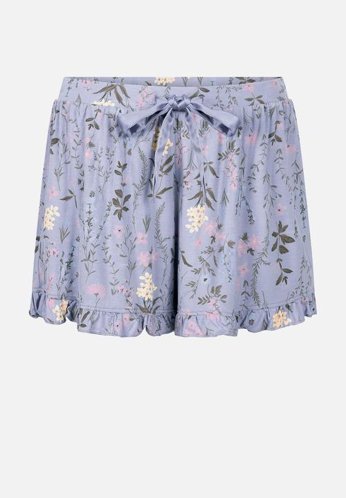 Hunkemoller - Short jersey ruffle print - purple