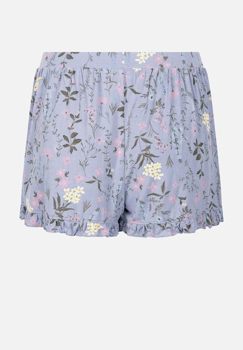 Hunkemoller - Short jersey ruffle print - purple