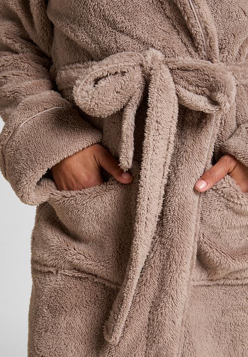 Hunkemoller - Robe long fluffy fleece - tan