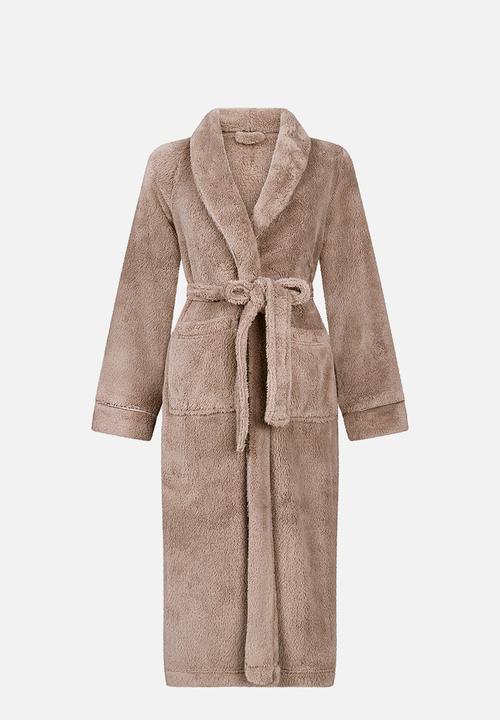 Hunkemoller - Robe long fluffy fleece - tan