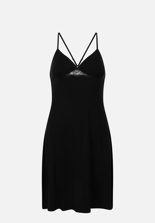 Hunkemoller - Sd jersey lace back detail - black