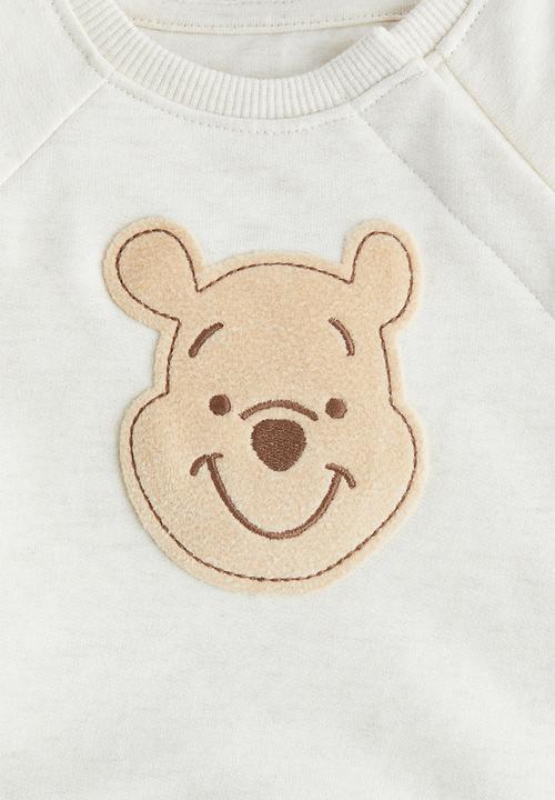 H&M - 2-Piece appliquéd sweatshirt set - cream/winnie the pooh