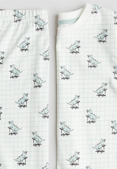 H&M - Patterned jersey pyjamas - white dinosaurs