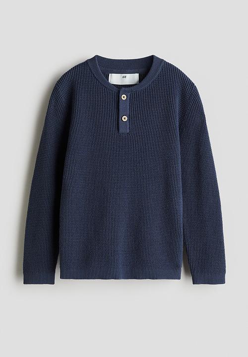 H&M - Waffle-knit henley jumper - dark blue