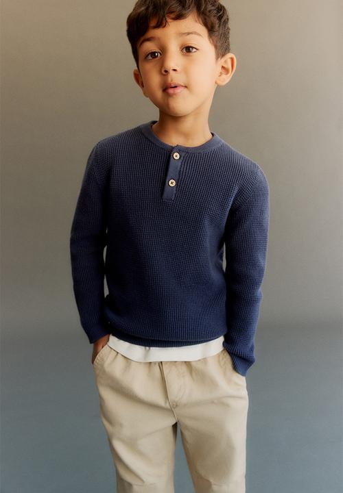 H&M - Waffle-knit henley jumper - dark blue