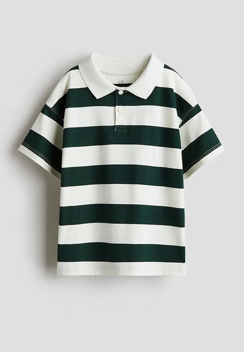 H&M - Cotton polo shirt - white & green striped