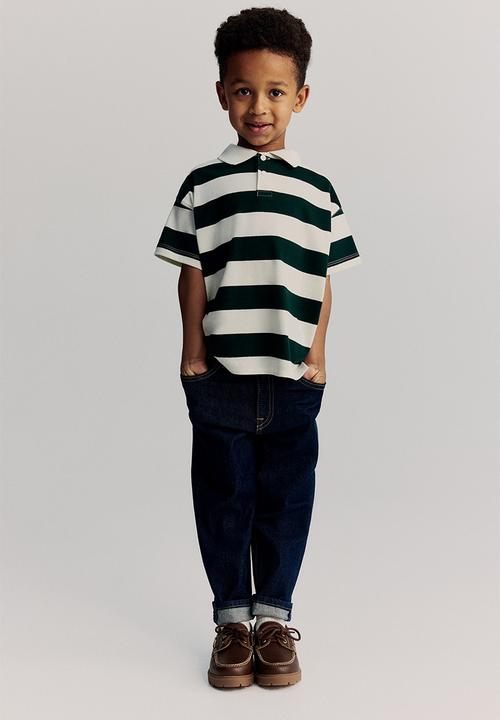 H&M - Cotton polo shirt - white & green striped