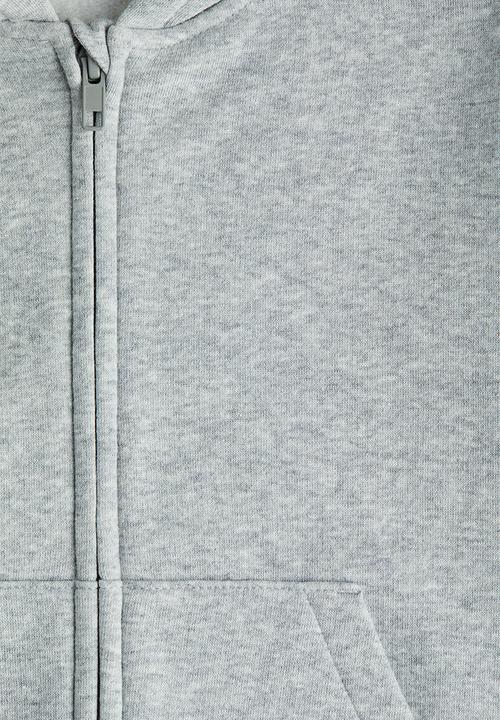 H&M - Oversized zip-through hoodie - light grey marl
