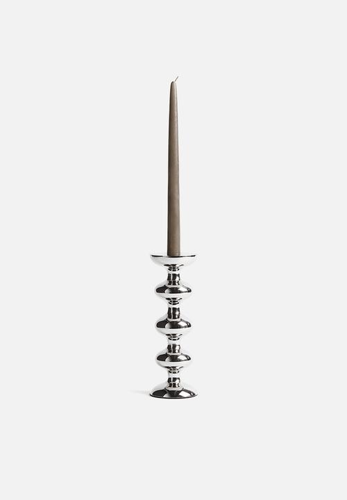H&M - Tall metal candle holder - silver-coloured