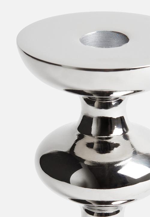 H&M - Tall metal candle holder - silver-coloured